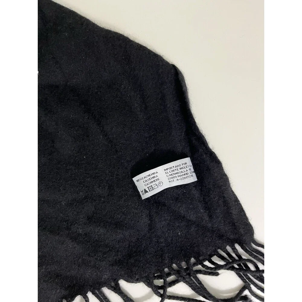 100% Cashmere Scarf Spanish Men’s Black 60” Classic Preppy Country Club Winter